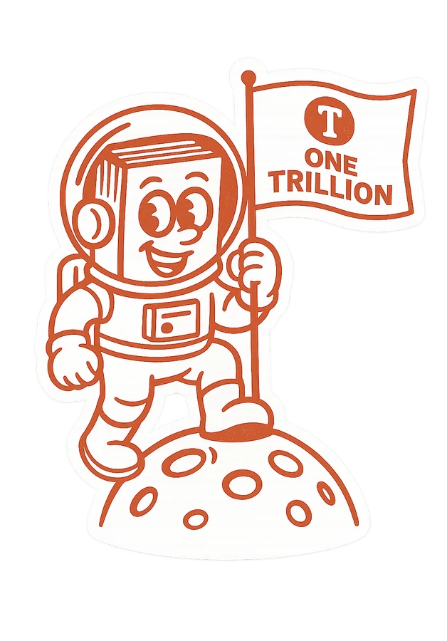 Billy astronauta plantando la bandera One Trillion